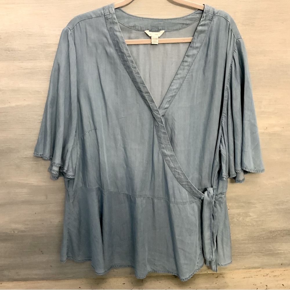 Cato Est 1946 Flowy Butterfly Sleeve V Neck Side Tie Blouse 22/24W GC
